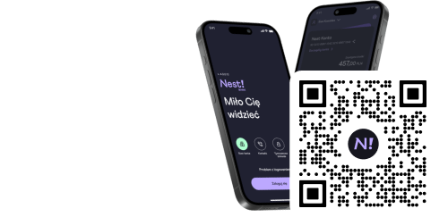 Zeskanuj kod QR telefonem i pobierz aplikację Nest Banku